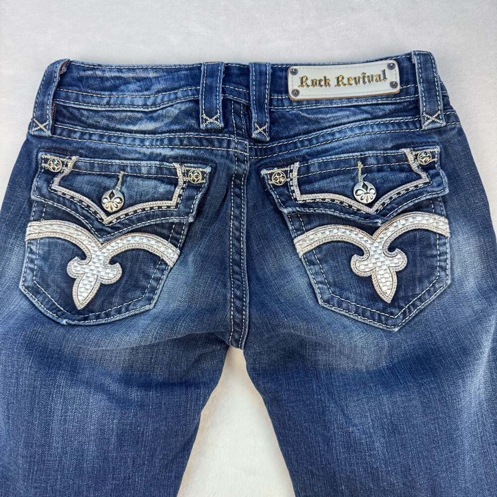 Rock Revival Vicky Skinny Embellished Flap Pocket Jeans Size 26 - Picture 6 of 7